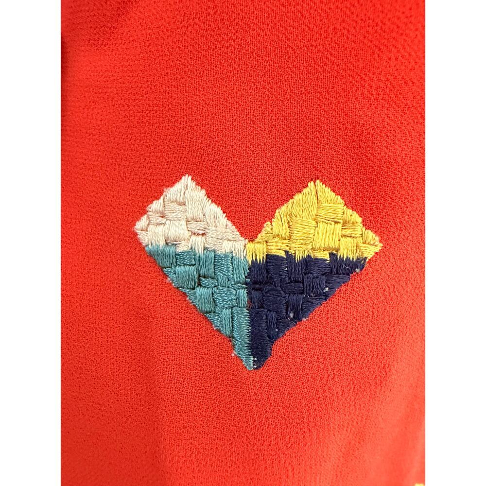 Paislei Red Yellow Embroidered Heart Tunic Dress Size L - Picture 4 of 8